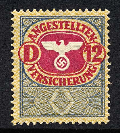 Nazi Employee Insurance Revenue Stamp D-12